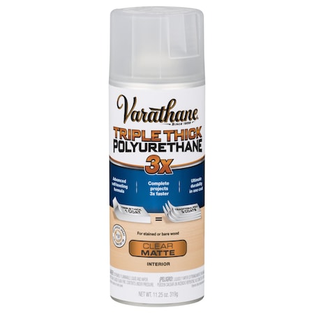 Varathane Triple Thick Polyurethane Wood Finish Spray, Clear, Matte, 11.25 oz 318289
